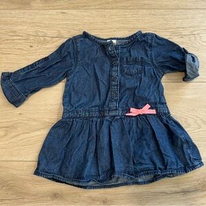 OshKosh B’gosh denim roll-sleeve dress with glitter polkadots size 12 months